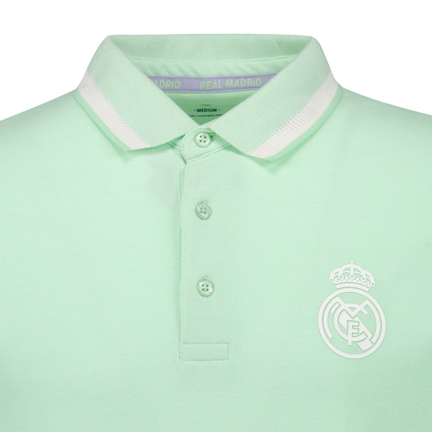 Mens Pastel Two Tone Pique Polo Shirt Green Real Madrid