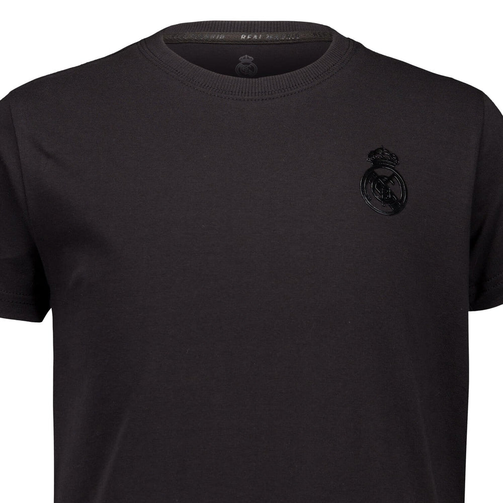 Kids Blackout T-Shirt Globe Backprint Black Real Madrid