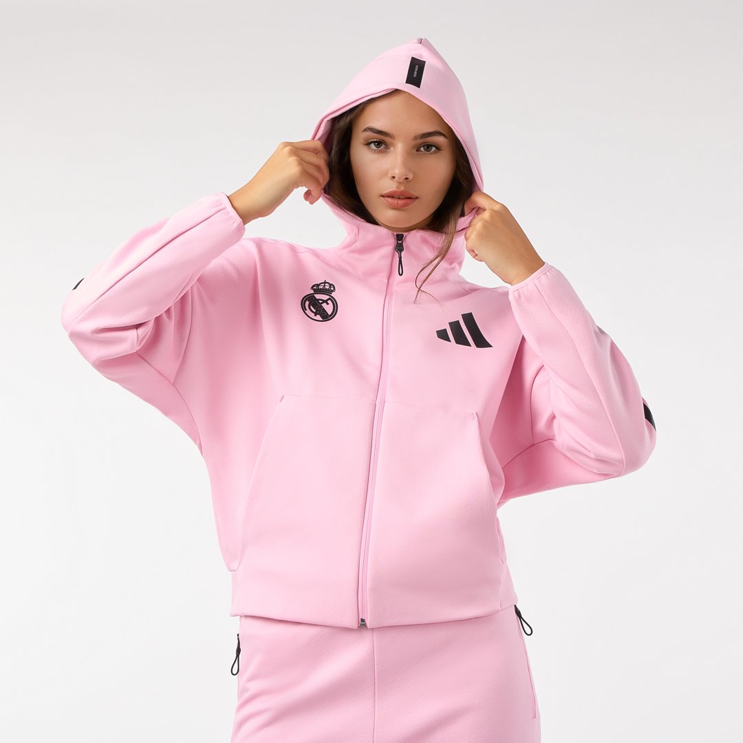 Womens adidas Real Urban Full Zip Hoodie Pink – Real Madrid Europe