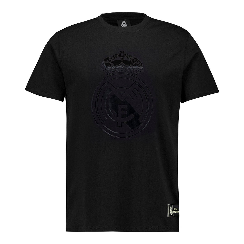 Mens Blackout T-Shirt Crest Black Real Madrid