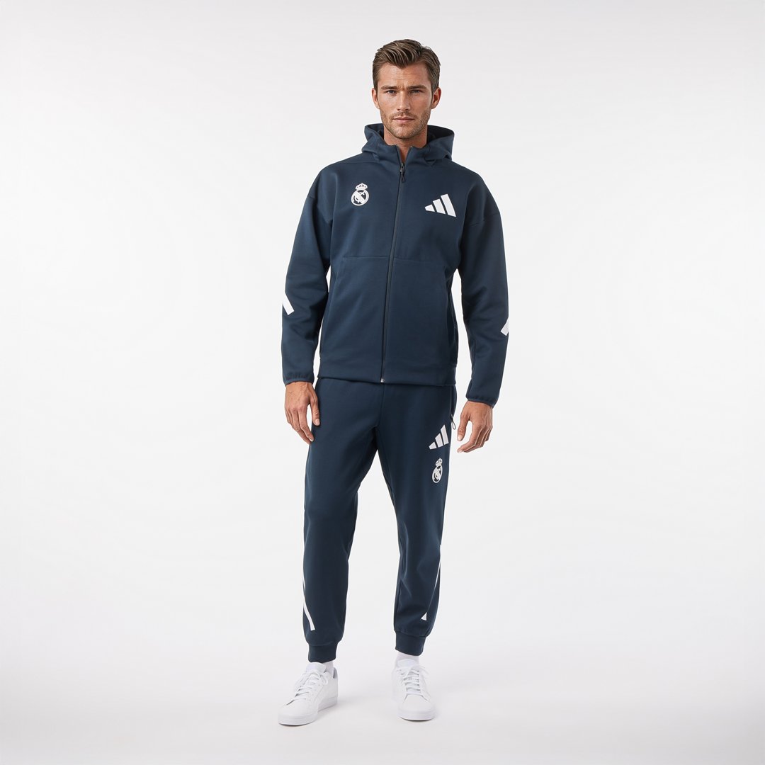 Mens Adidas Real Urban Full Zip Hoodie Navy – Real Madrid Europe Store