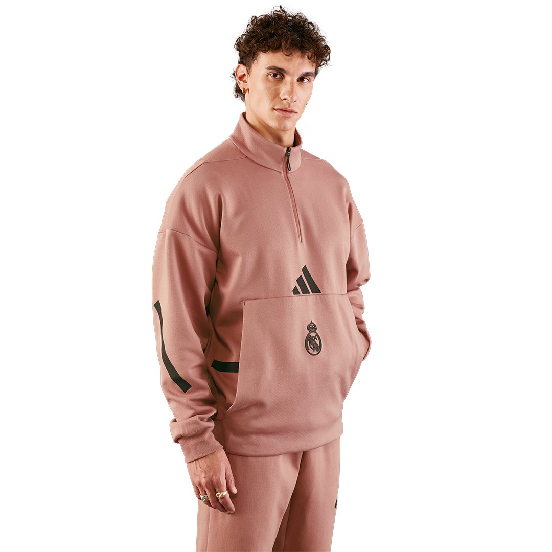 Mens adidas Real Urban Half Zip Hoodie Brown – Official Real
