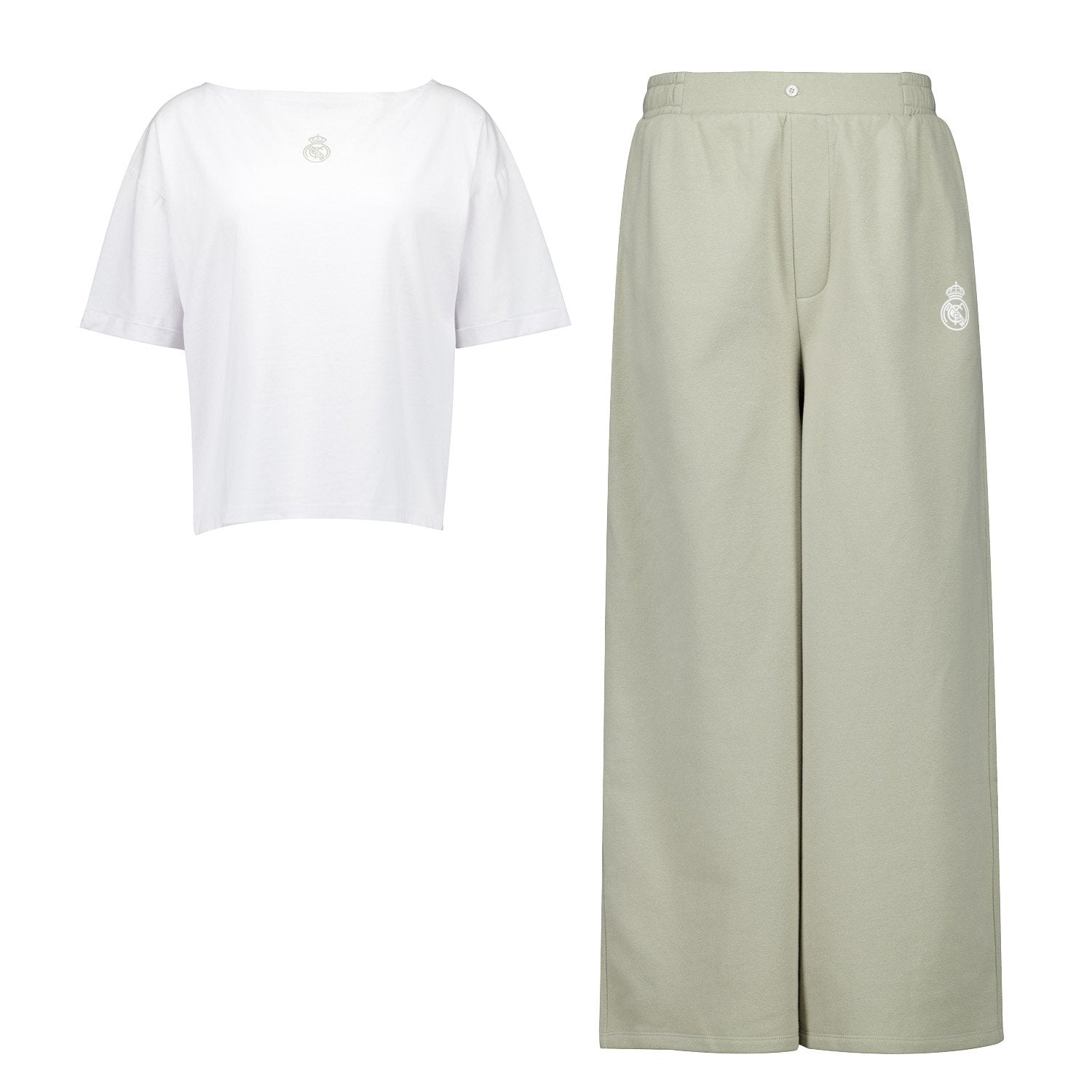 Womens Real Madrid White Dreams Pijama Set T- Shirt & Long Wide Trousers Green