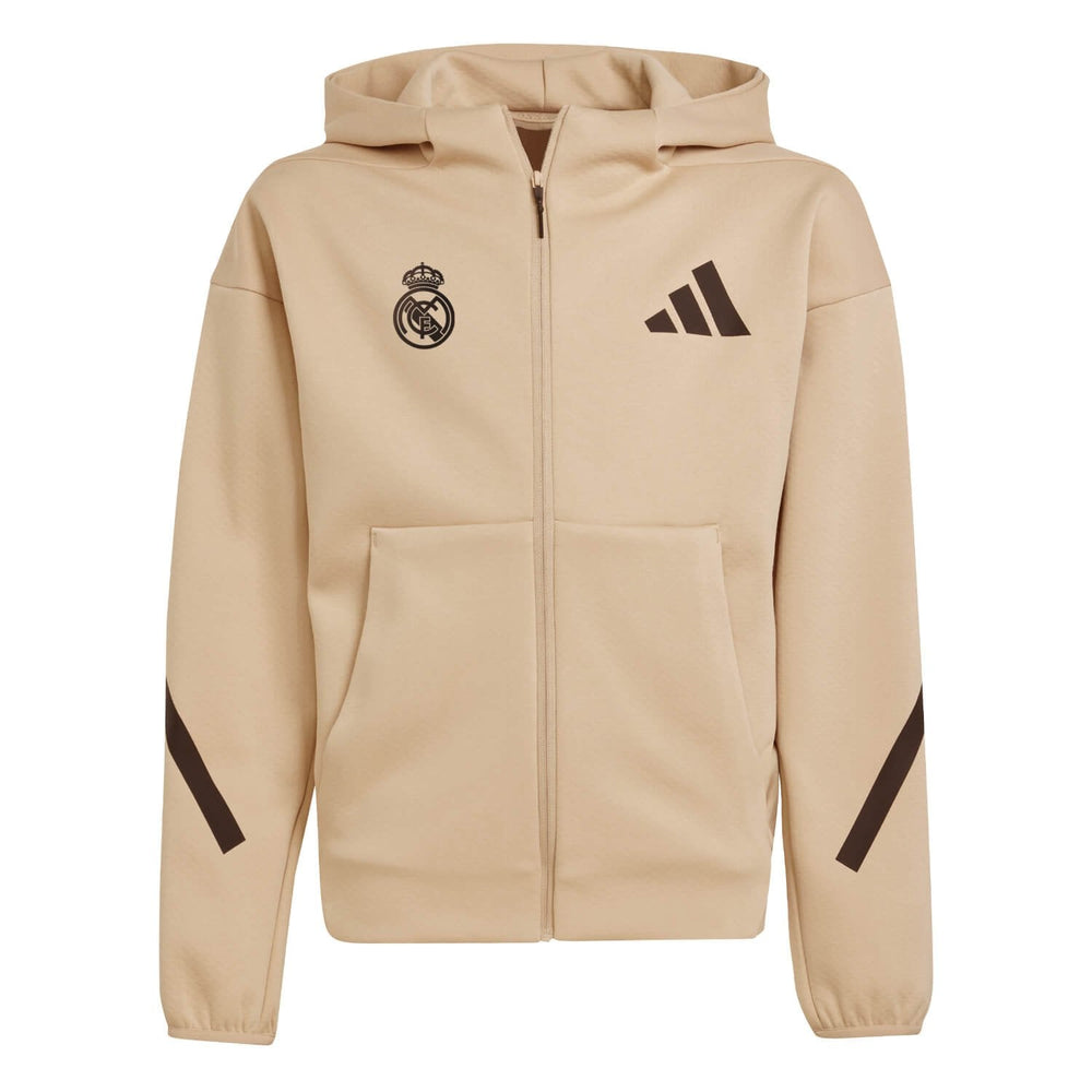 Kids adidas Real Urban Full Zip Hoodie Cream/ Black