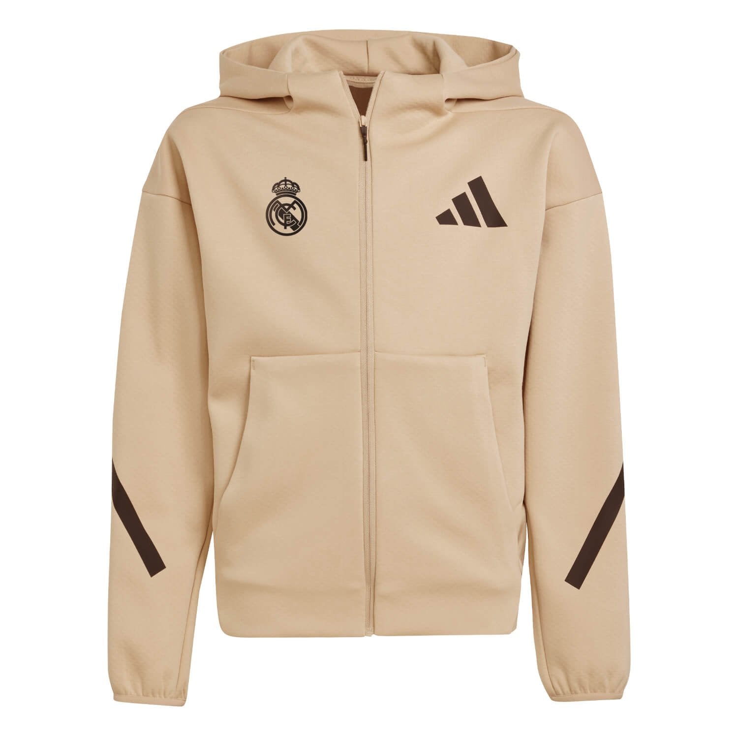 Kids adidas Real Urban Full Zip Hoodie Cream/ Black