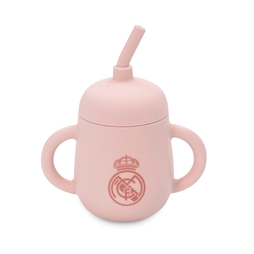 Silicone Spill-Proof Cup with Straw Pink Real Madrid