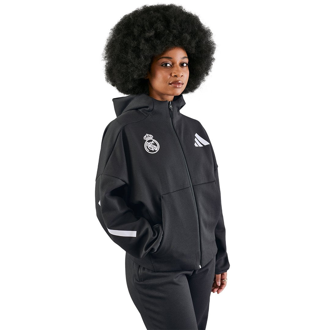  Real Madrid フルジップパーカー Mサイズ 黒 Womens adidas Real Urban Full Zip Hoodie Black – Official Real