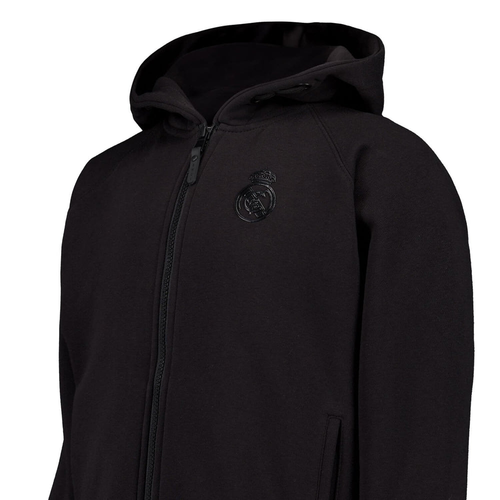 Kids Blackout Hoodie Globe Backprint Black Real Madrid