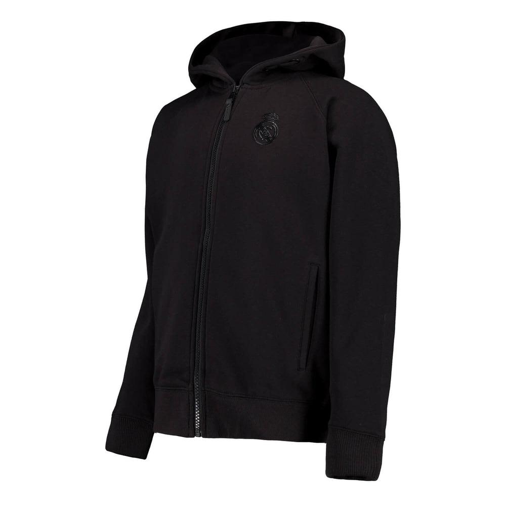 Kids Blackout Hoodie Globe Backprint Black Real Madrid