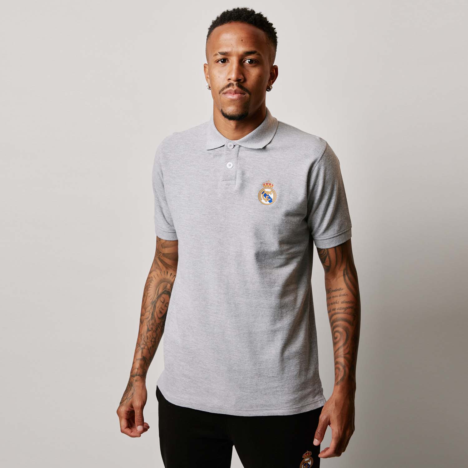 Mens Essentials Color Crest Polo Light Grey – Official Real Madrid